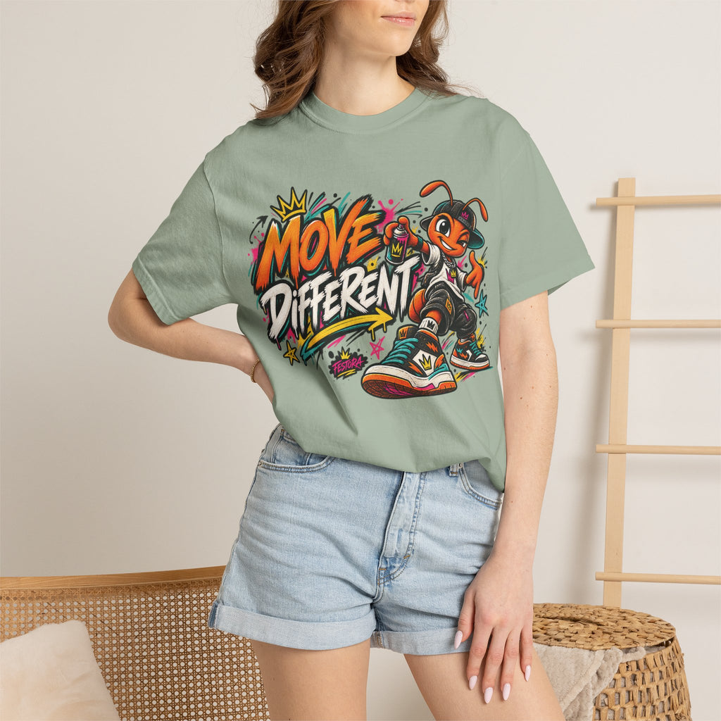 Move Different Graphic T-Shirt — Streetwear Skate Ant Mascot Design