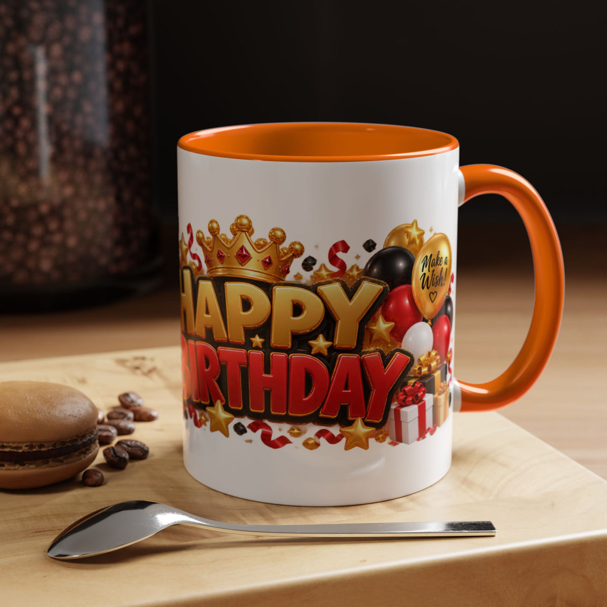 Happy Birthday Rhino Mug – Colorful 3D Birthday Gift – White Coffee Mug