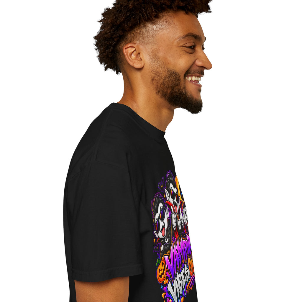 Neon Vampire Vibes Halloween Unisex Garment-Dyed T-Shirt Featuring a Cool Festora Vampire Crew