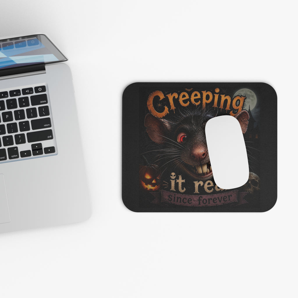 Creeping It Real Halloween Mouse Pad — Spooky Rat Design