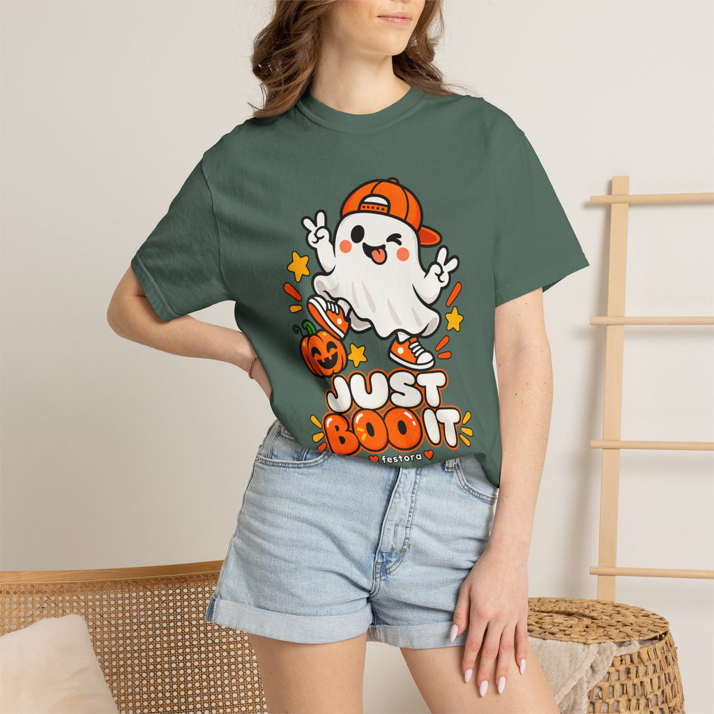 Just Boo It Halloween T-Shirt | Cute Skater Ghost Graphic Tee
