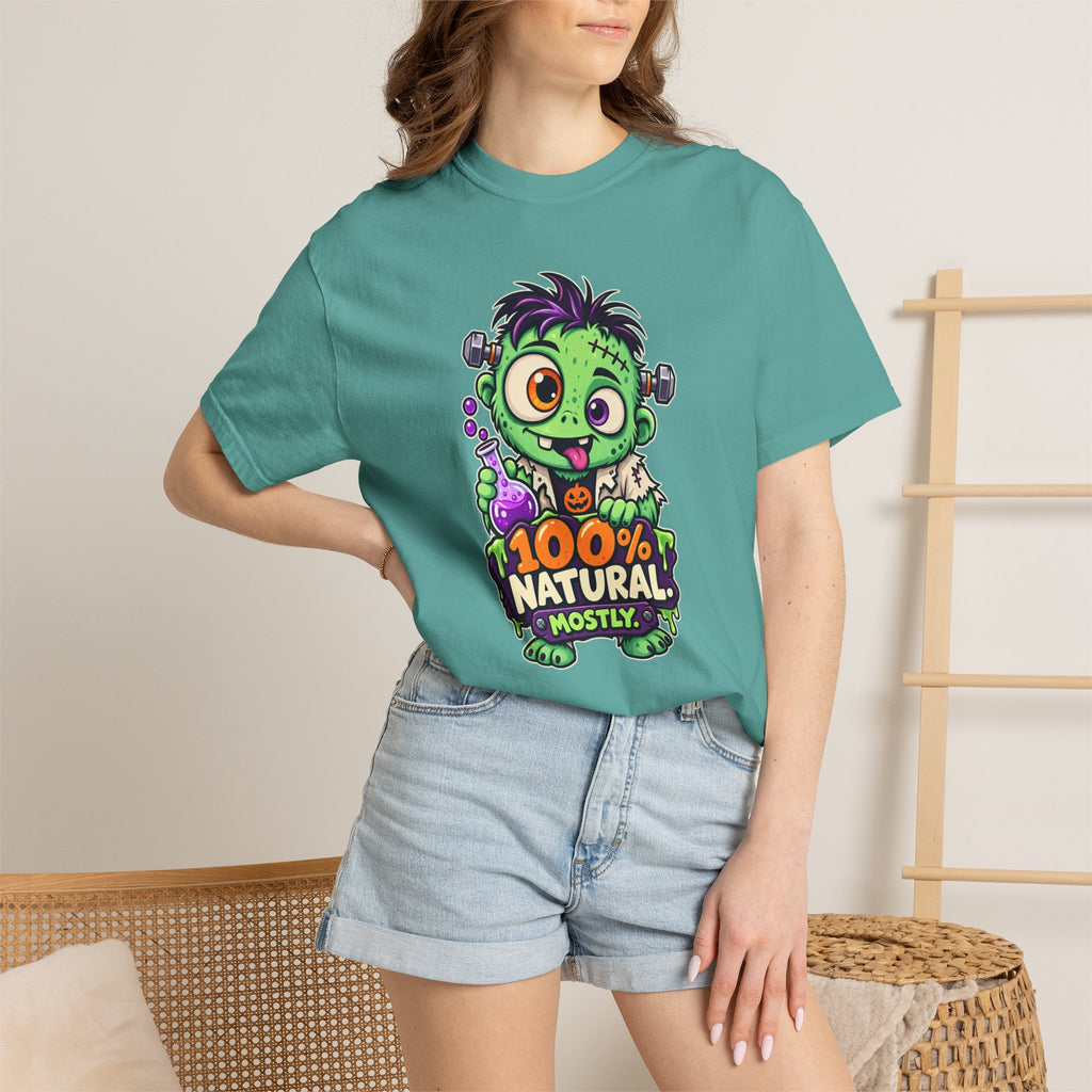 100% Natural. Mostly. – Cute Halloween Lab Monster T-Shirt