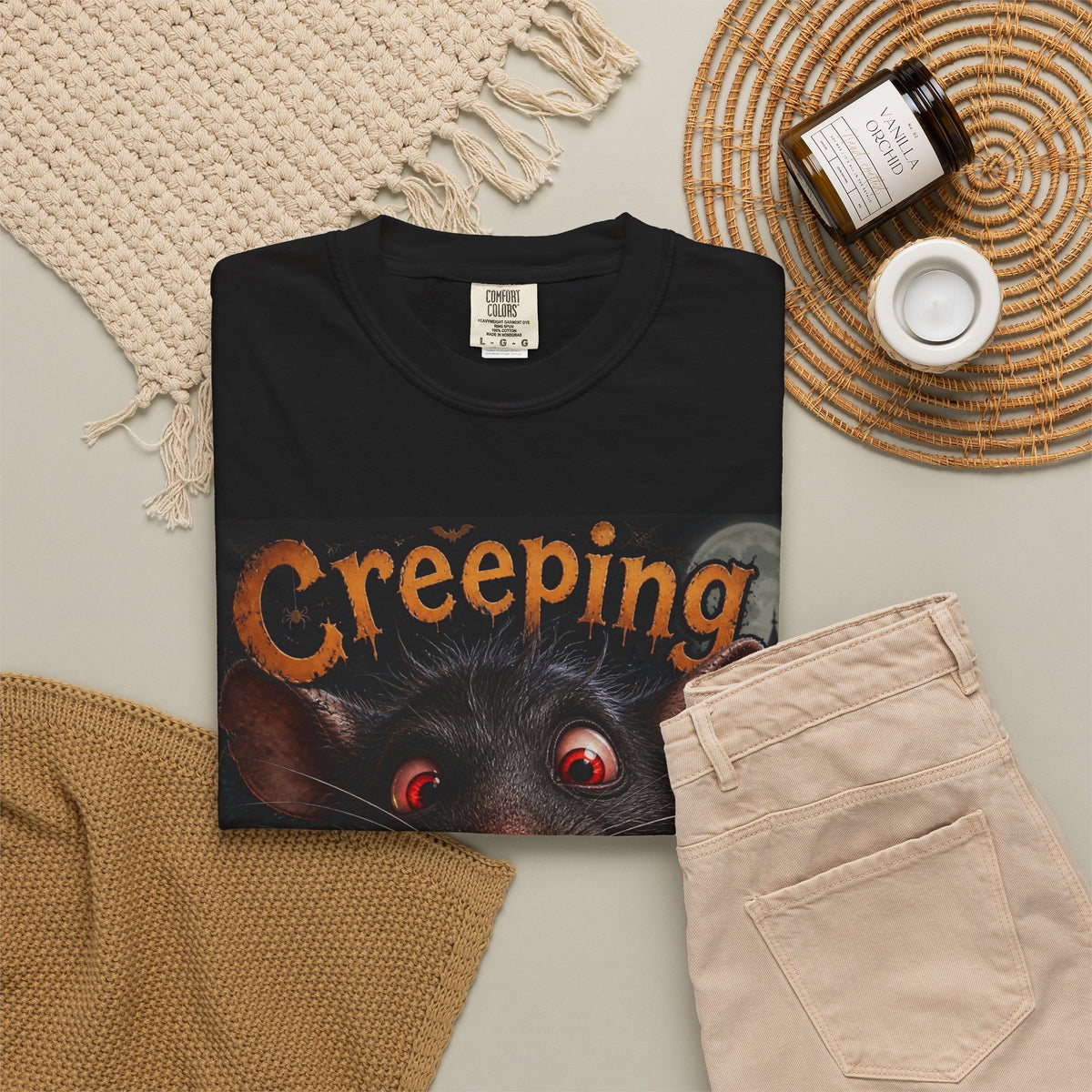 Creeping It Real Halloween T-Shirt — Vintage Spooky Rat Graphic Tee