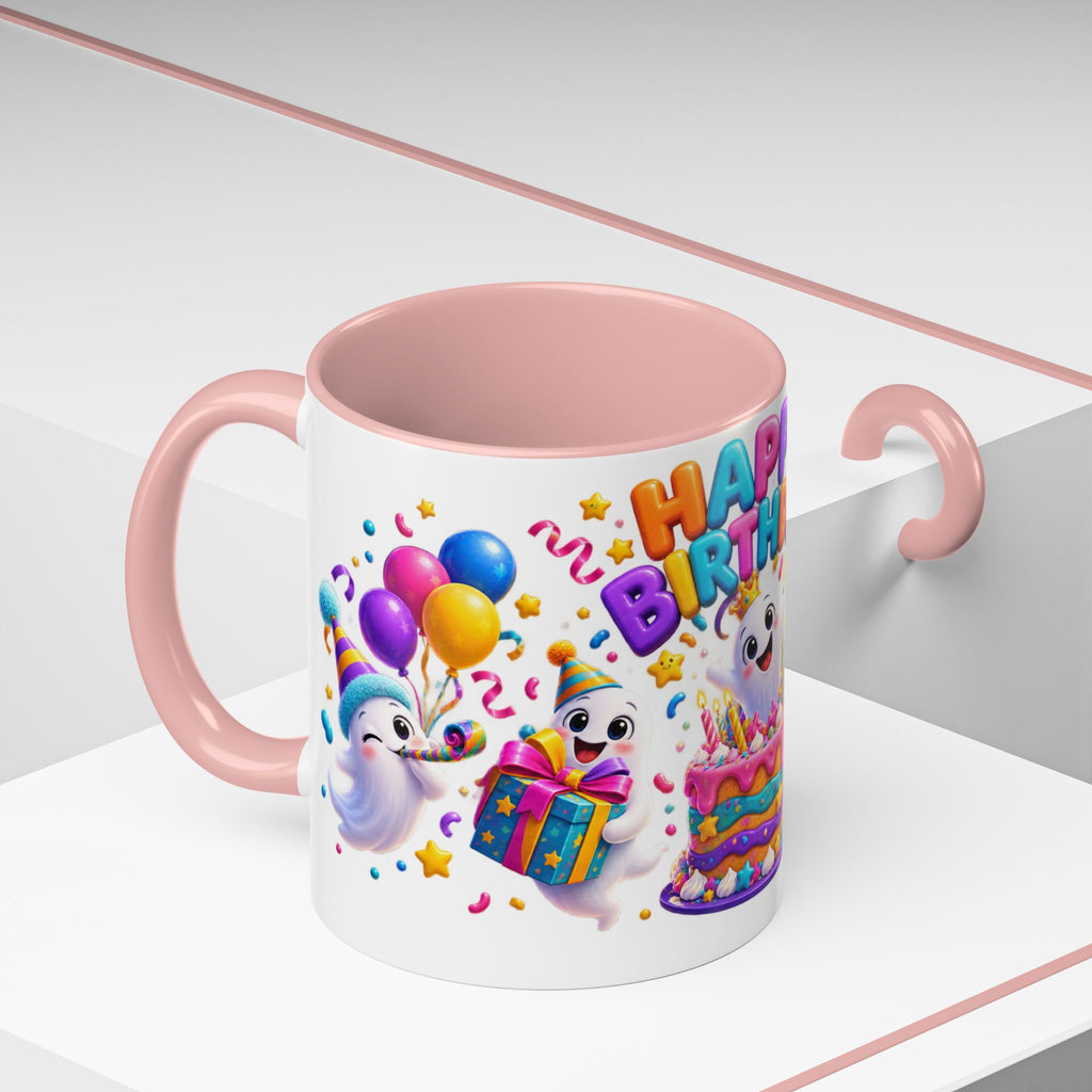 Happy Birthday Accent Coffee Mug - Colorful Celebration Mug (11oz, 15oz)