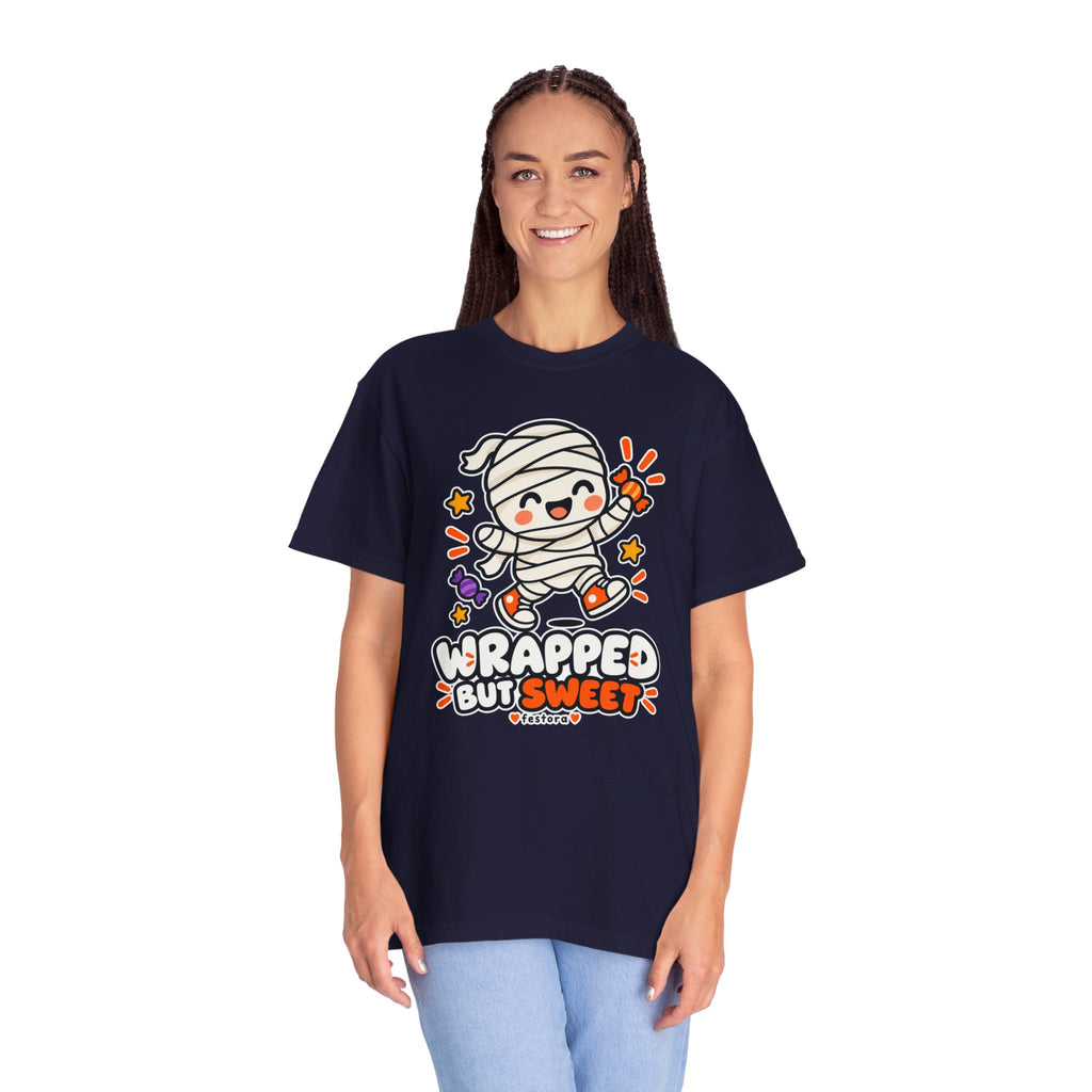 Wrapped but Sweet Halloween T-Shirt | Cute Mummy Graphic Tee