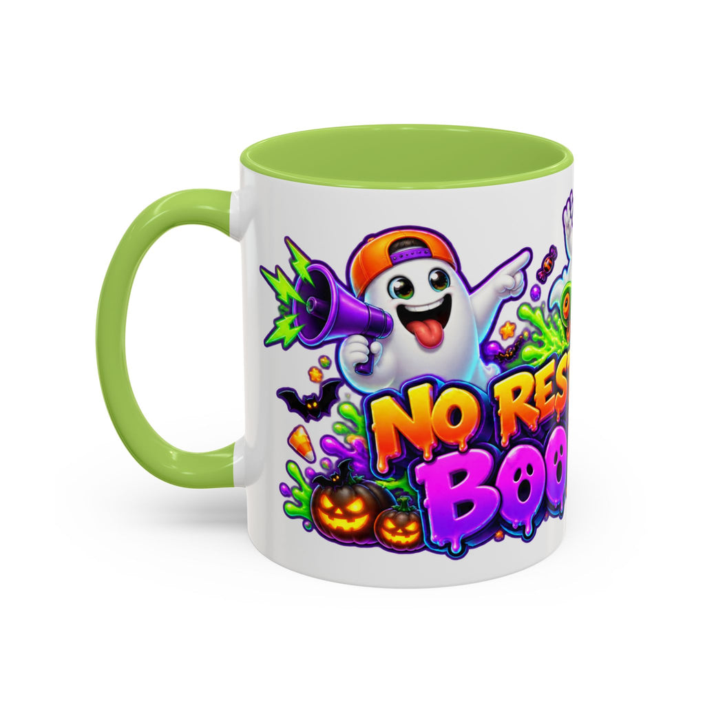 No Rest for the Boo Crew Crazy Ghosts Halloween White Mug