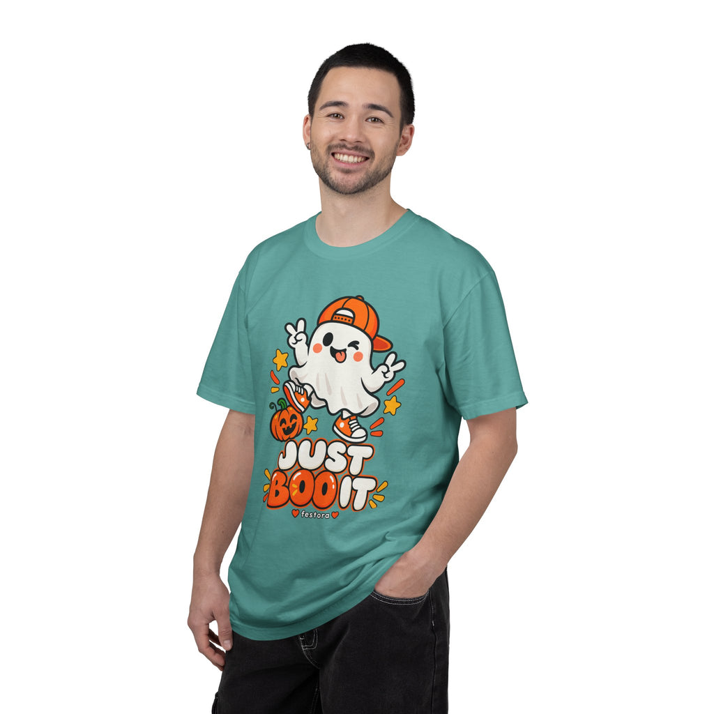 Just Boo It Halloween T-Shirt | Cute Skater Ghost Graphic Tee
