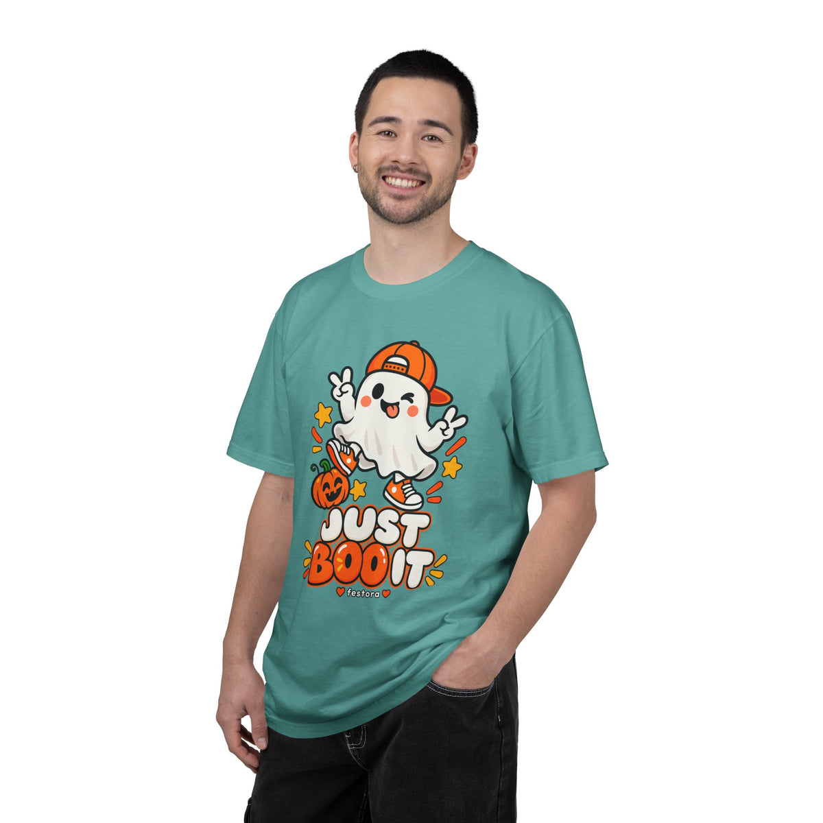 Just Boo It Halloween T-Shirt | Cute Skater Ghost Graphic Tee