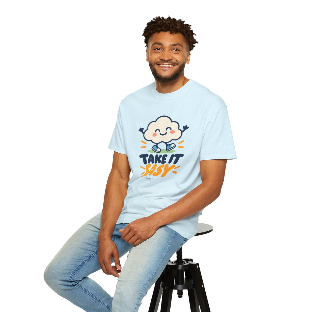 Take It Easy – Happy Cloud Graphic T-Shirt | Festora Everyday