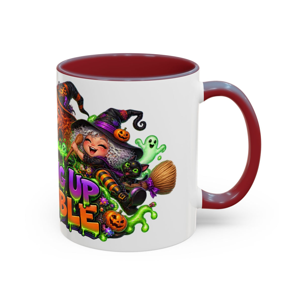 Brewing Up Trouble Witches Halloween White Mug