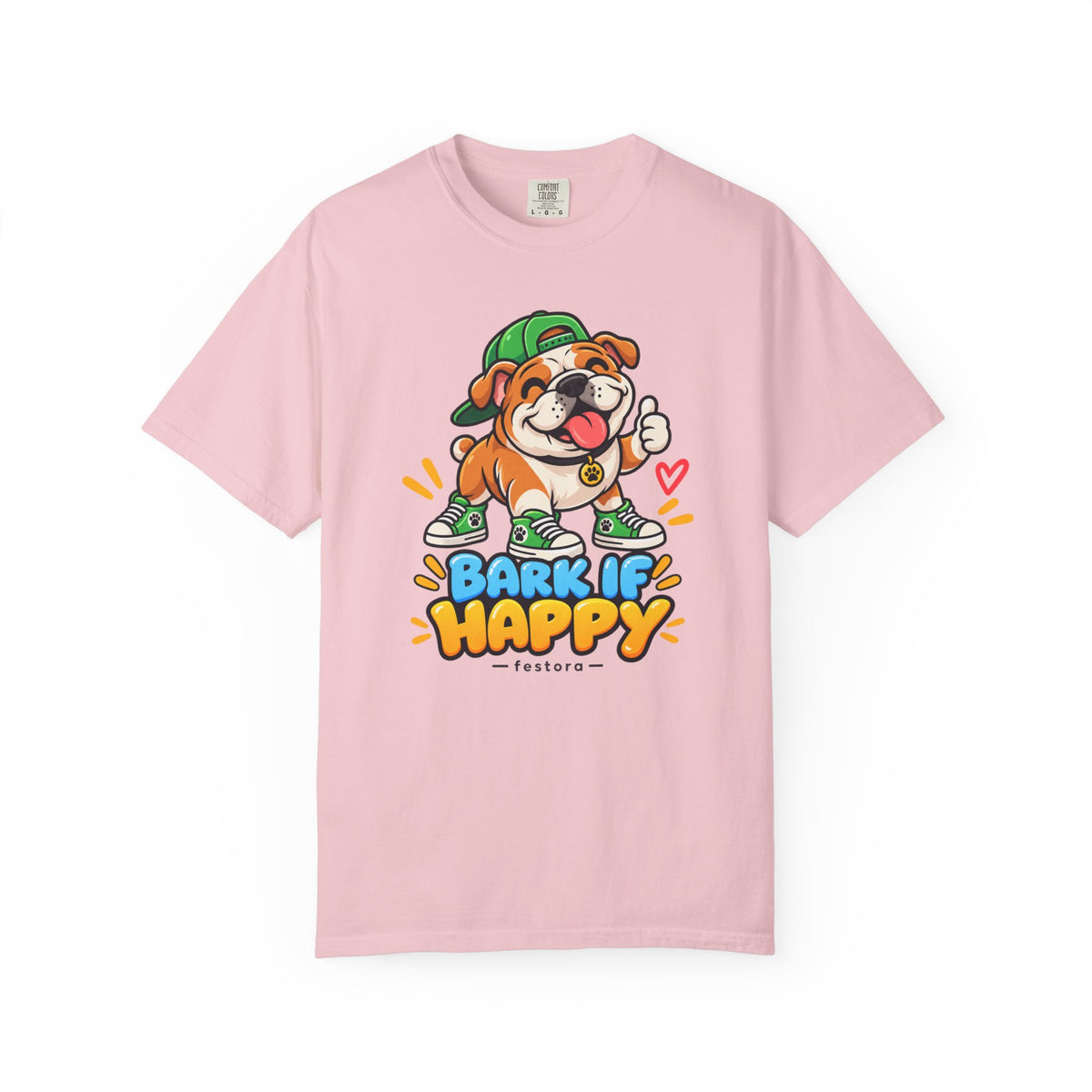 Bark If Happy – Cute Bulldog Graphic T-Shirt