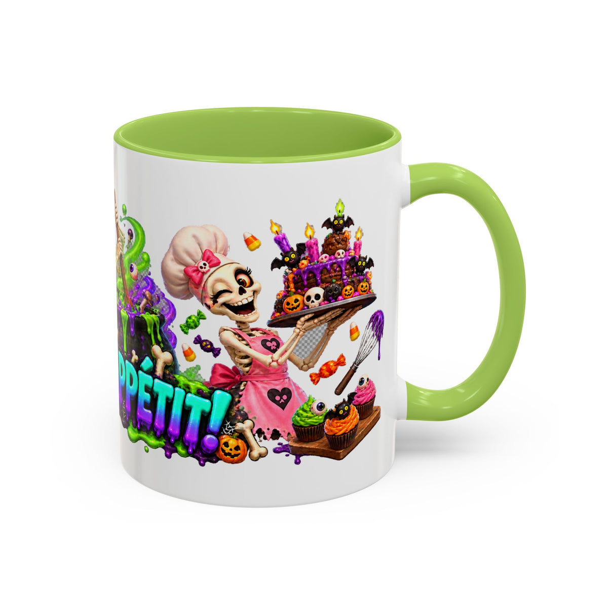 Bone Appetit Skeleton Chefs Halloween White Mug