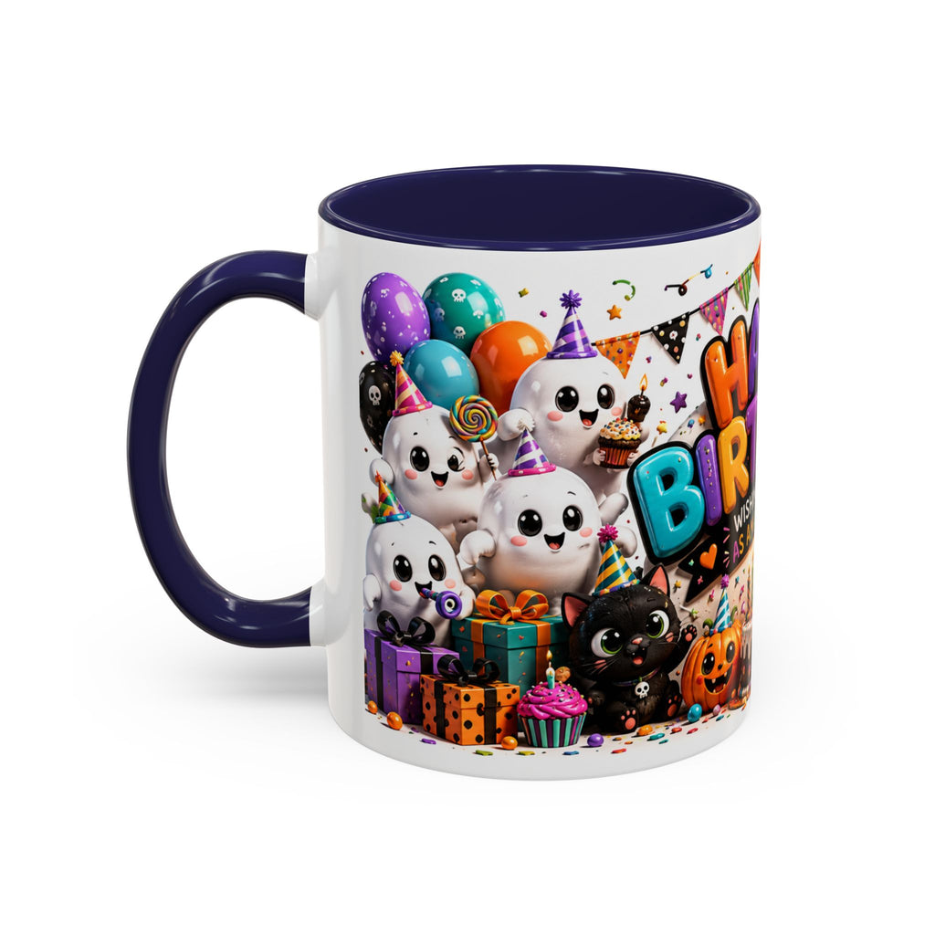 Happy Birthday Accent Coffee Mug — Colorful 3D Birthday Party Design (11/15oz)