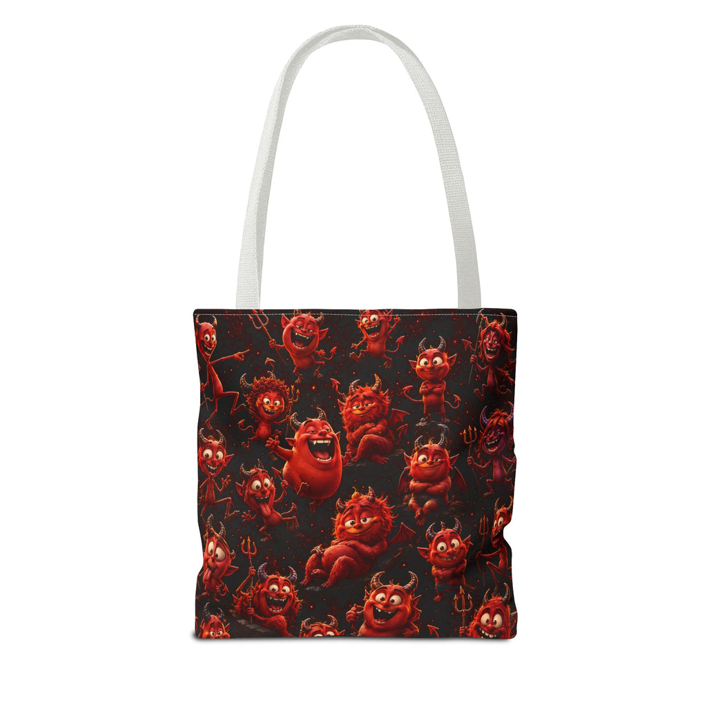 Funny Red Devils Tote Bag - Cute Mischievous Demon All-Over Print