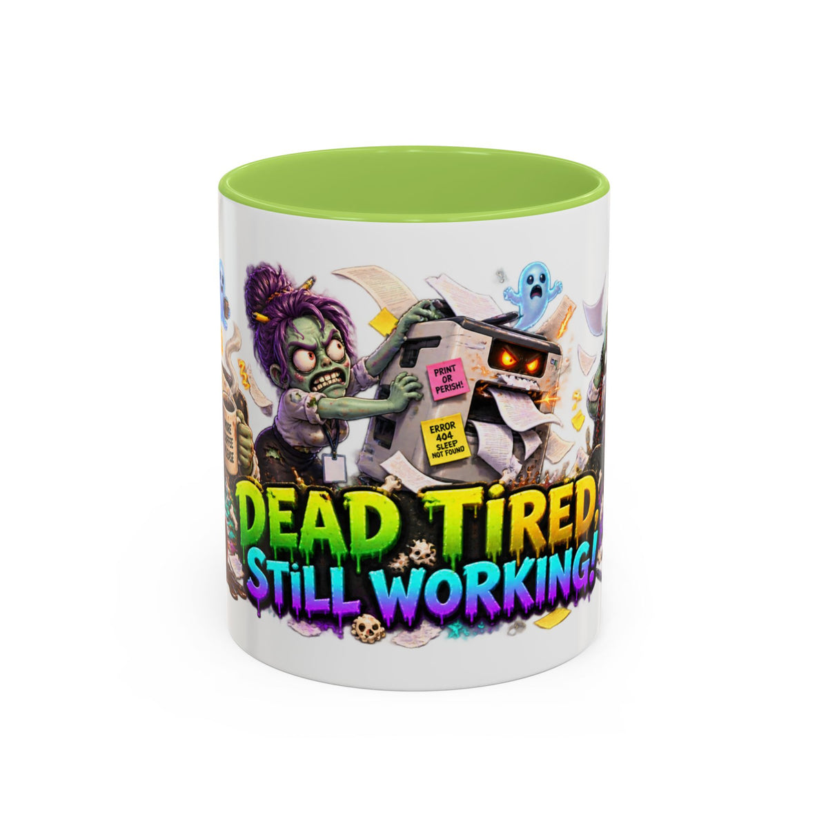 Dead Tired Still Working Zombie Office Halloween White Mug