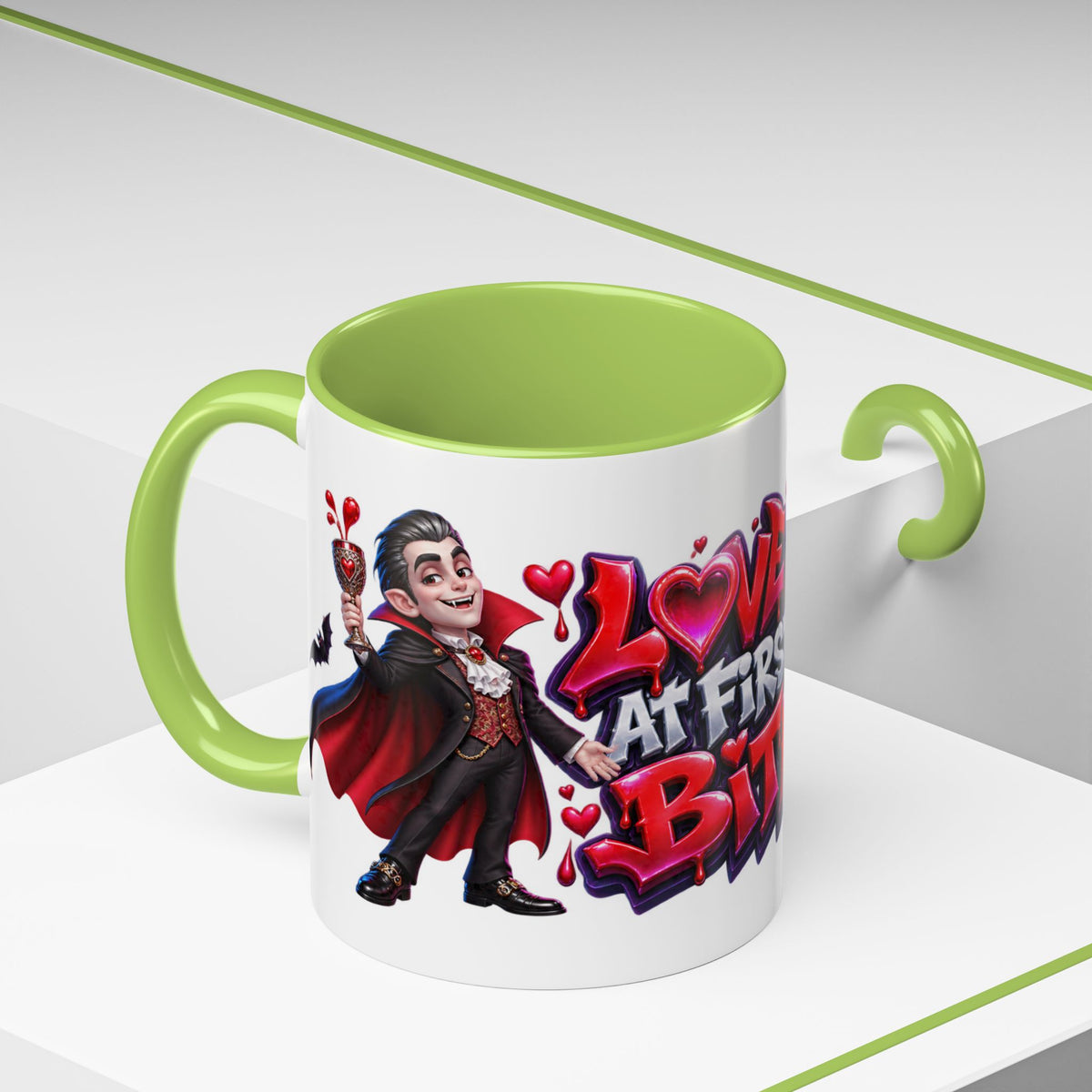 Love at First Bite Funny Vampire Halloween White Mug
