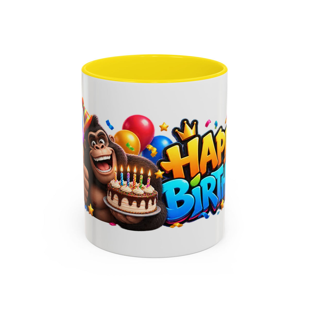 Gorilla Happy Birthday Mug - Colorful 3D Celebration Design