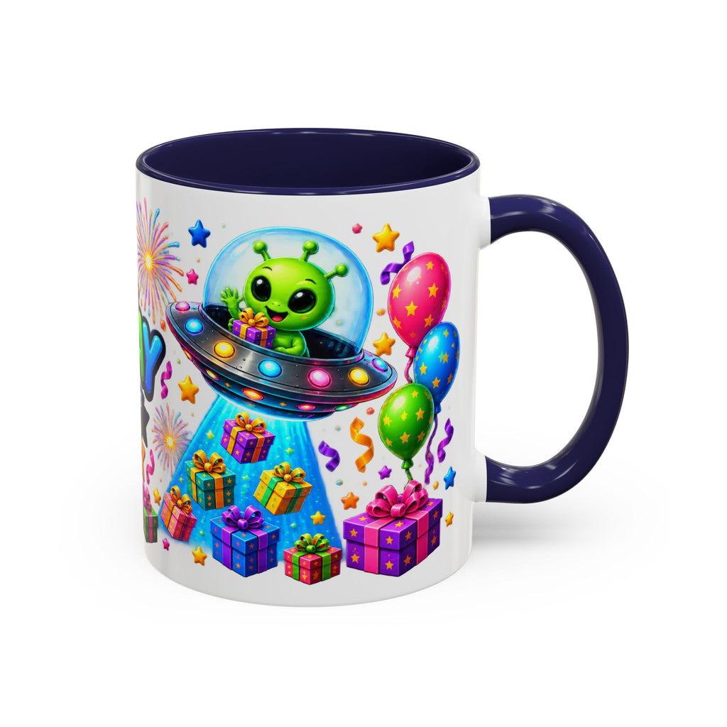 Happy Birthday Alien Coffee Mug — Colorful Galactic Birthday Wishes