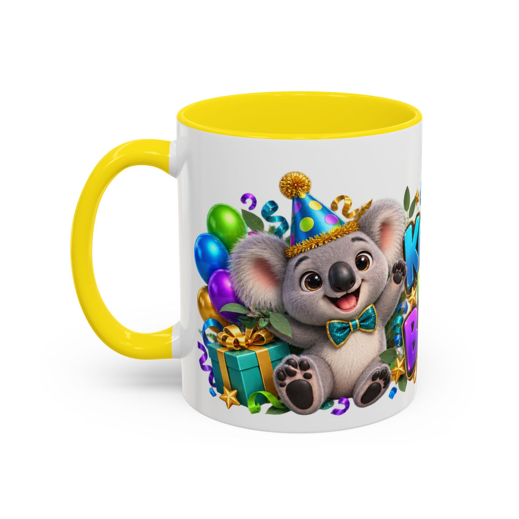 Koala-Fied for a Great Birthday White Mug – Cute Koala Birthday Cup, Colorful Fun Party Gift