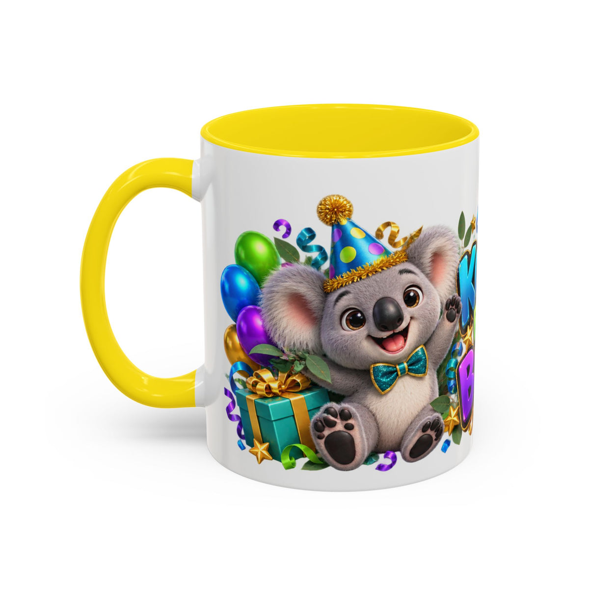 Koala-Fied for a Great Birthday White Mug – Cute Koala Birthday Cup, Colorful Fun Party Gift
