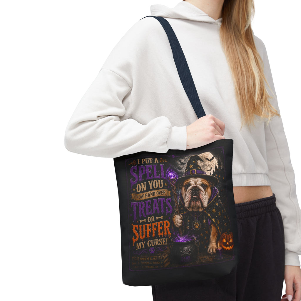 Halloween Bulldog Tote Bag - "I Put a Spell On You" Trick-or-Treat Candy Bag
