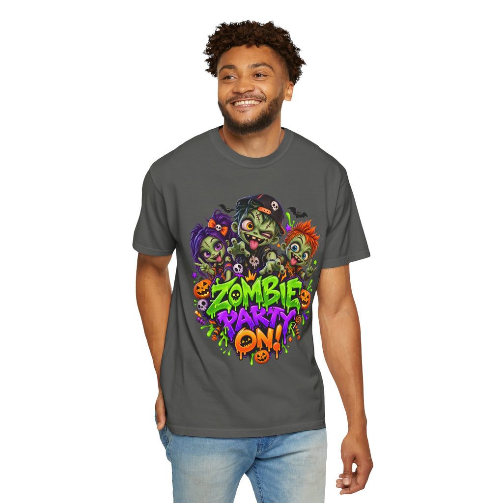 Zombie Party On! – Halloween Zombie Crew Graphic T-Shirt