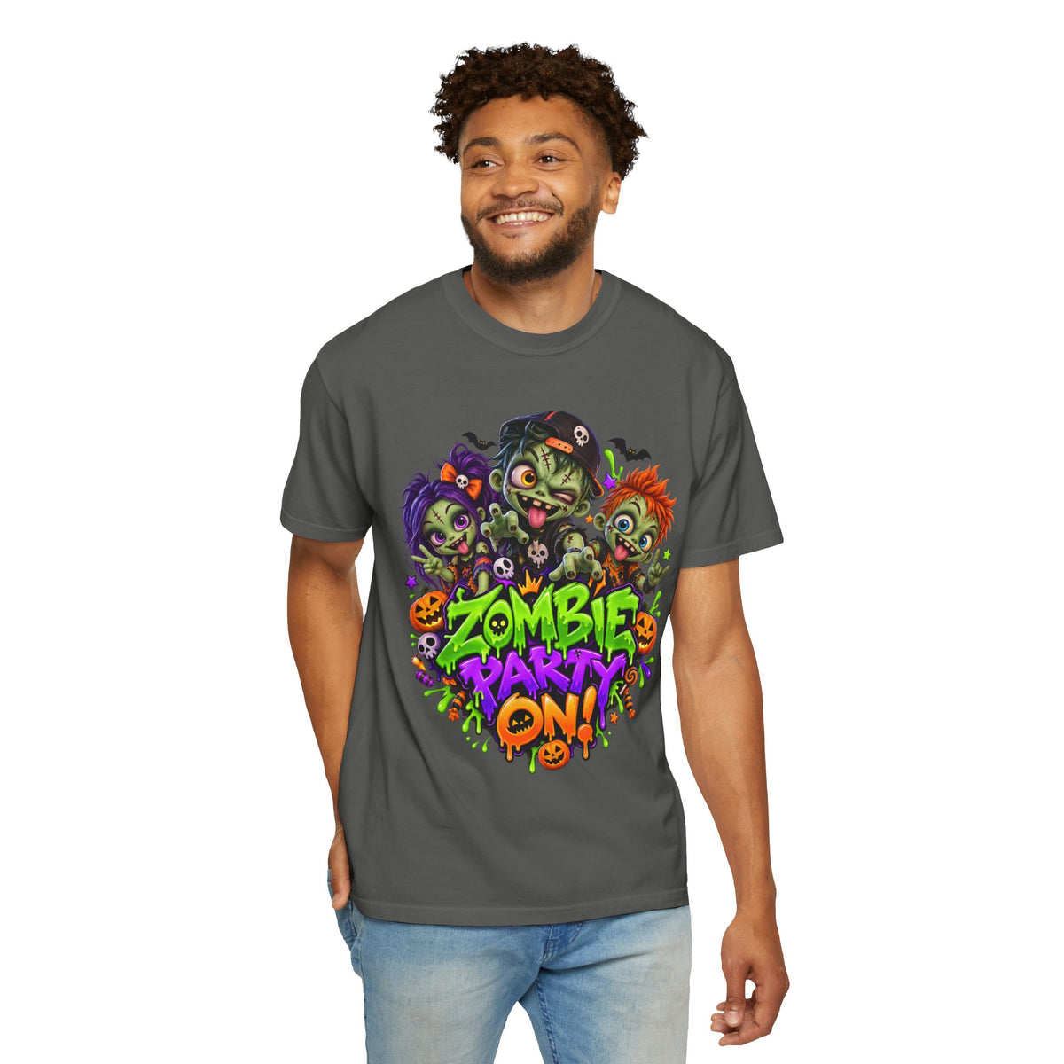 Zombie Party On! – Halloween Zombie Crew Graphic T-Shirt