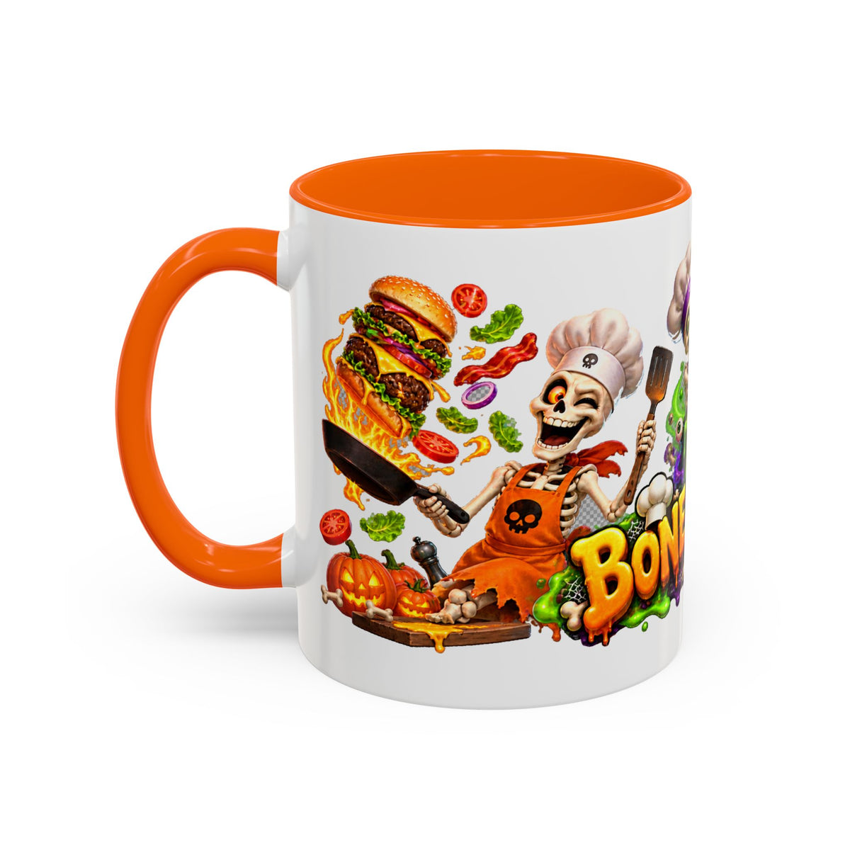 Bone Appetit Skeleton Chefs Halloween White Mug
