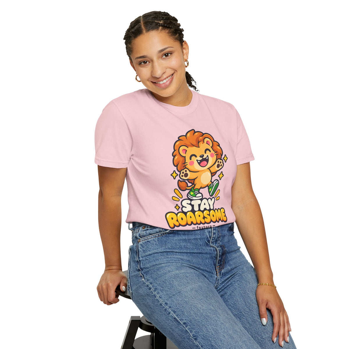 Stay Roarsome – Cute Happy Lion Graphic T-Shirt