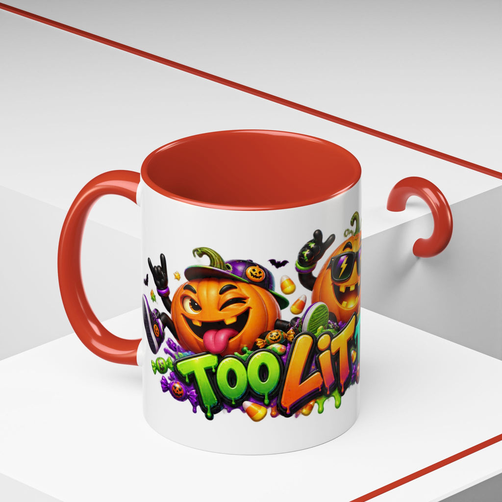 Too Lit to Quit Halloween Pumpkin Party White Mug