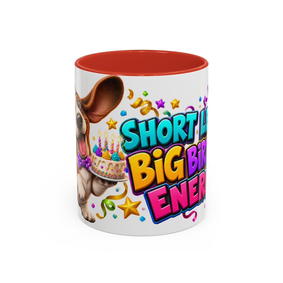 Short Legs Big Birthday Energy Basset Hound White Mug
