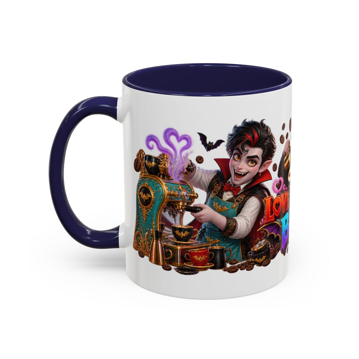 Love at First Bite Vampire Barista Halloween White Mug