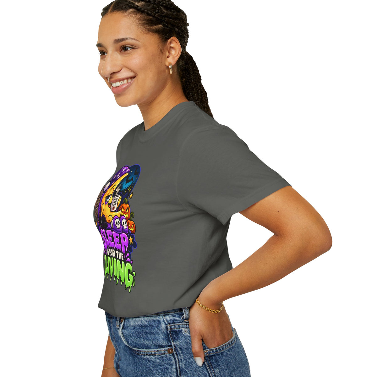 Sleep Is for the Living – Funny Halloween Moon T-Shirt