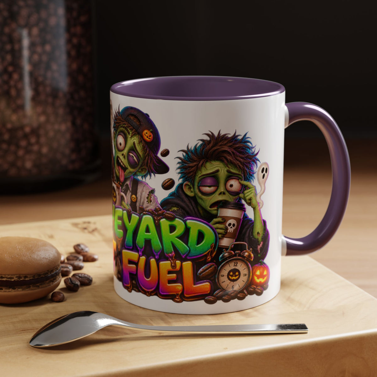 Graveyard Shift Fuel Coffee Zombies Halloween White Mug