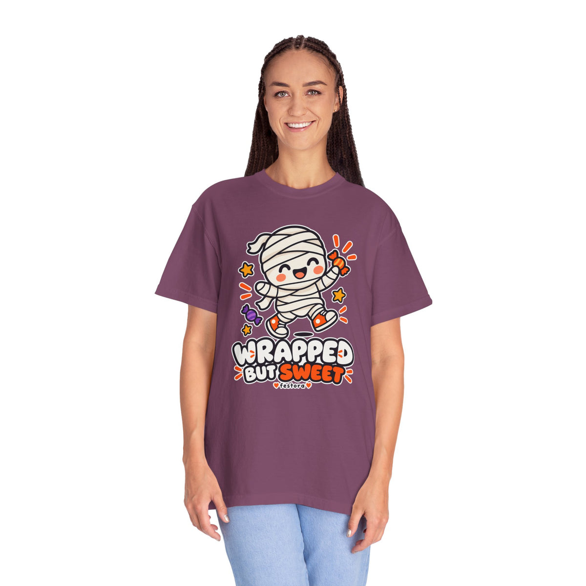 Wrapped but Sweet Halloween T-Shirt | Cute Mummy Graphic Tee