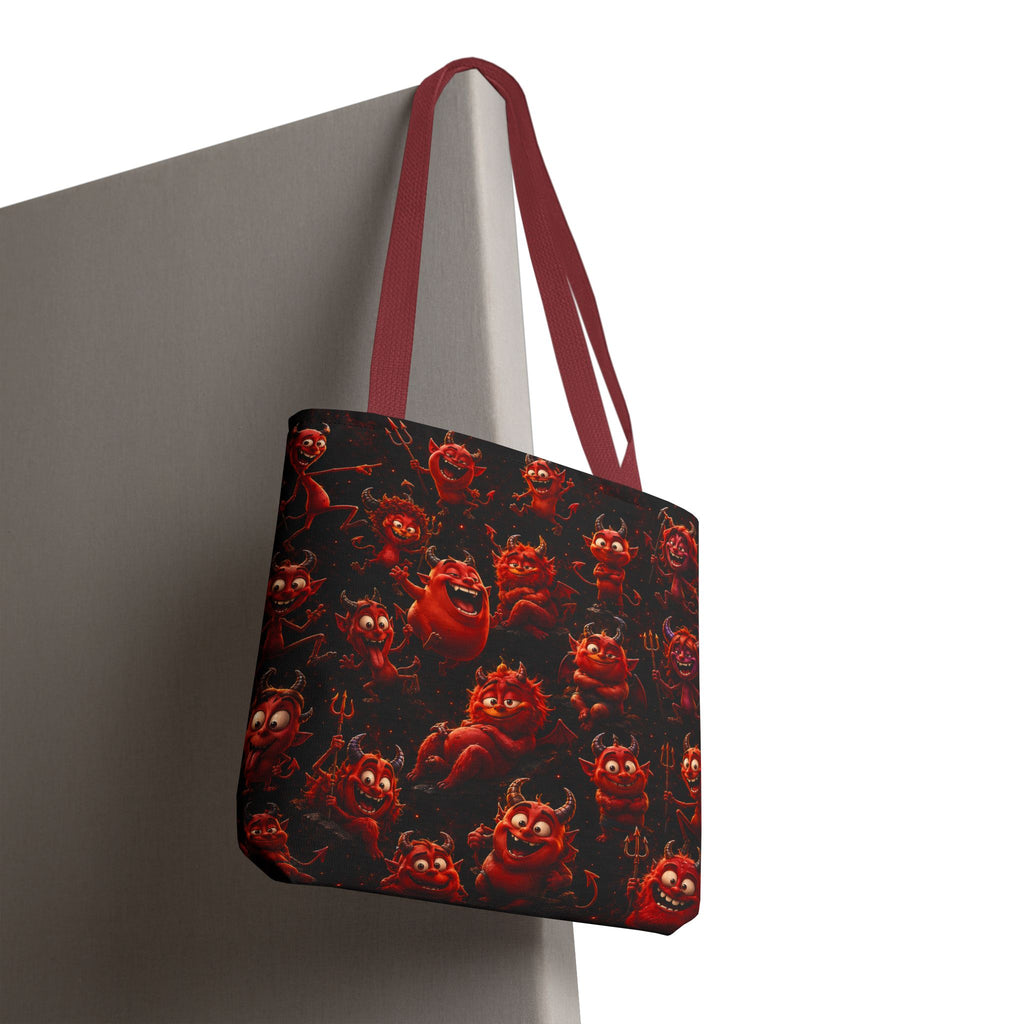 Funny Red Devils Tote Bag - Cute Mischievous Demon All-Over Print