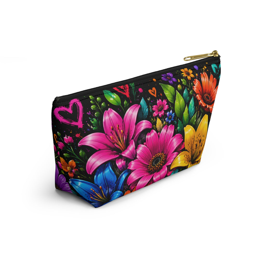 Floral Burst Accessory Pouch — Colorful T-Bottom Makeup & Travel Bag