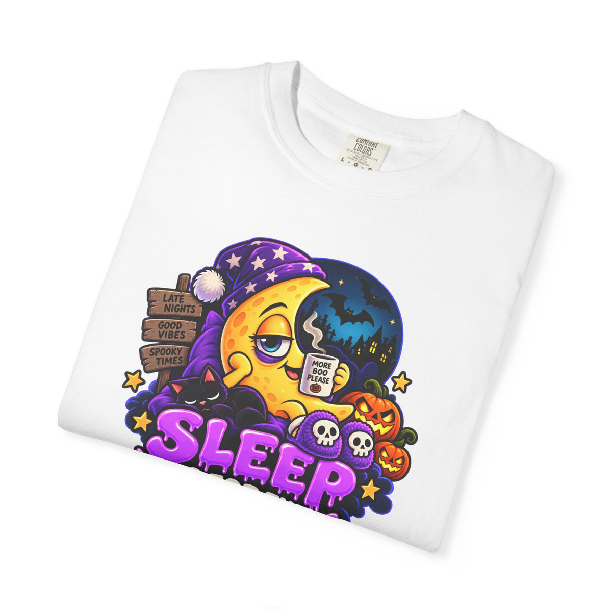 Sleep Is for the Living – Funny Halloween Moon T-Shirt
