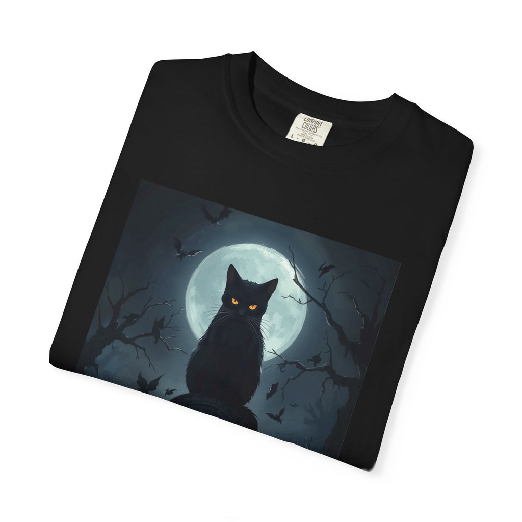 Cat Tombstone T‑Shirt — "Meow. I'm here for your soul." Spooky Halloween Tee