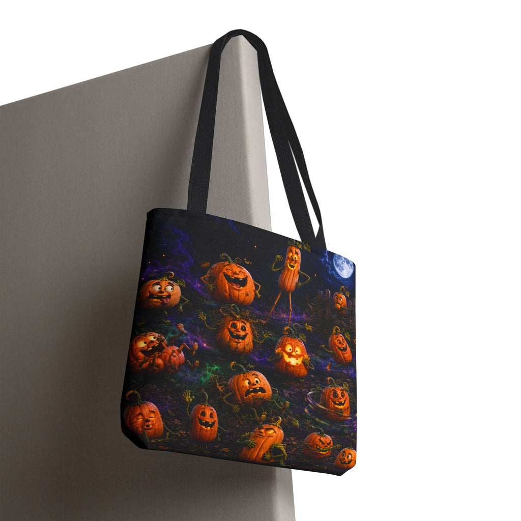 Halloween Pumpkin Patch Tote Bag — Spooky Jack-o'-Lantern All-Over Print