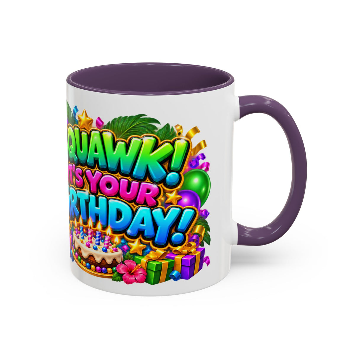 Squawk! It’s Your Birthday White Mug – Cute Parrot Birthday Cup, Colorful Tropical Party Gift