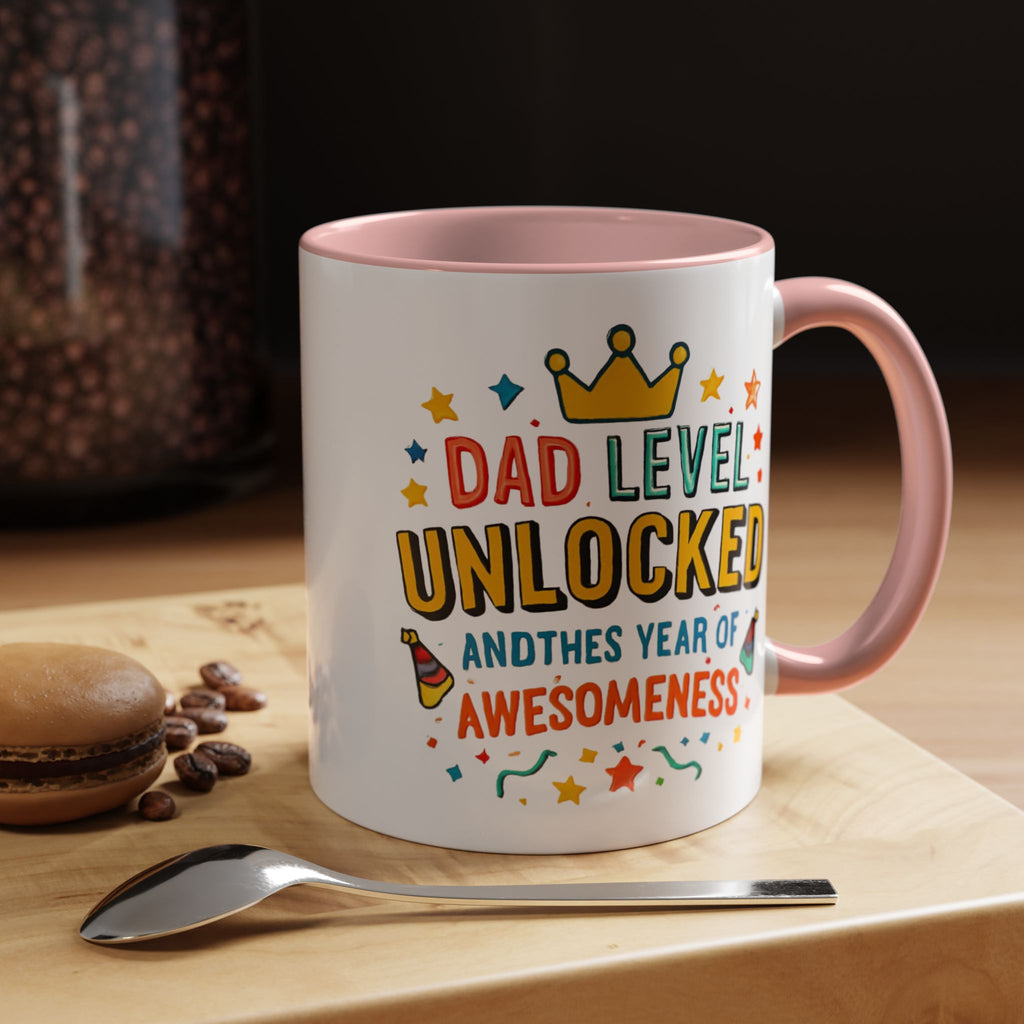 Dad Level Unlocked Coffee Mug – Funny Father’s Day 11/15oz Accent Mug