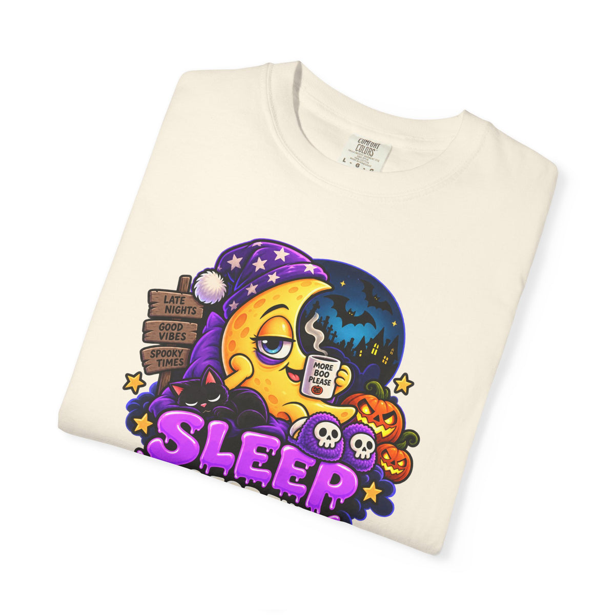 Sleep Is for the Living – Funny Halloween Moon T-Shirt