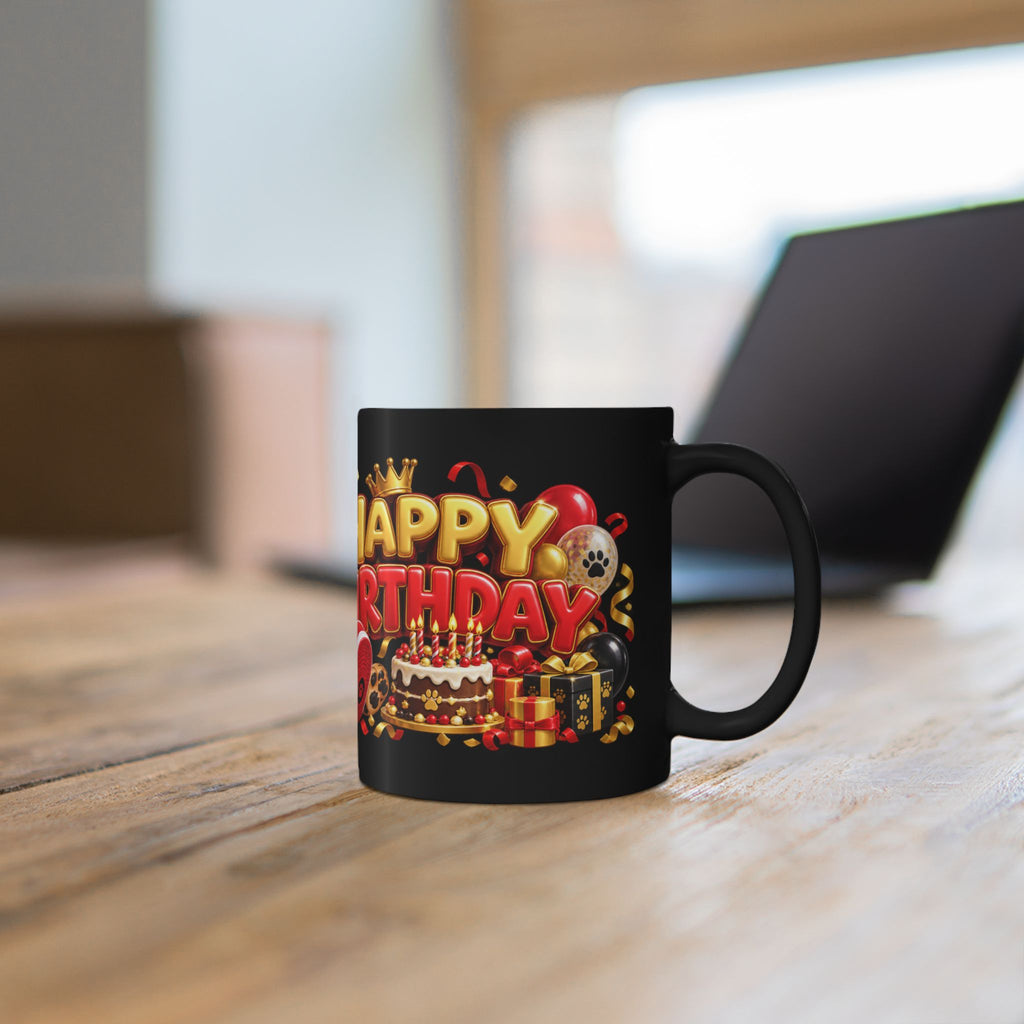 Happy Birthday Jaguar Mug – Bold 3D Birthday Design – Black Coffee Mug