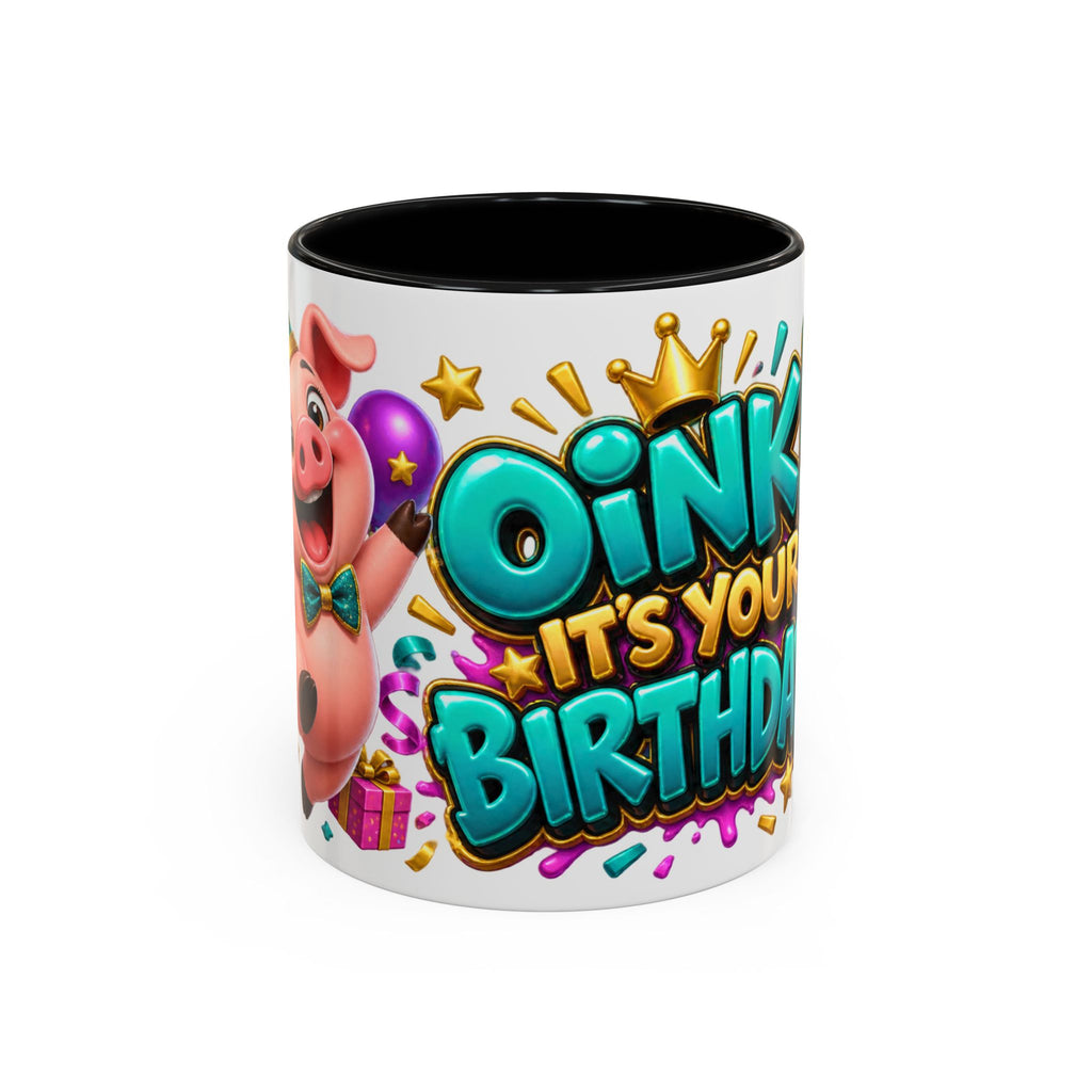 Oink! It’s Your Birthday White Mug – Cute Pig Birthday Cup, Colorful Funny Party Gift