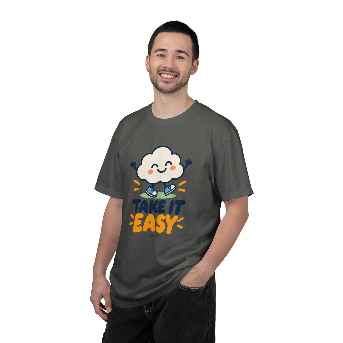 Take It Easy – Happy Cloud Graphic T-Shirt | Festora Everyday
