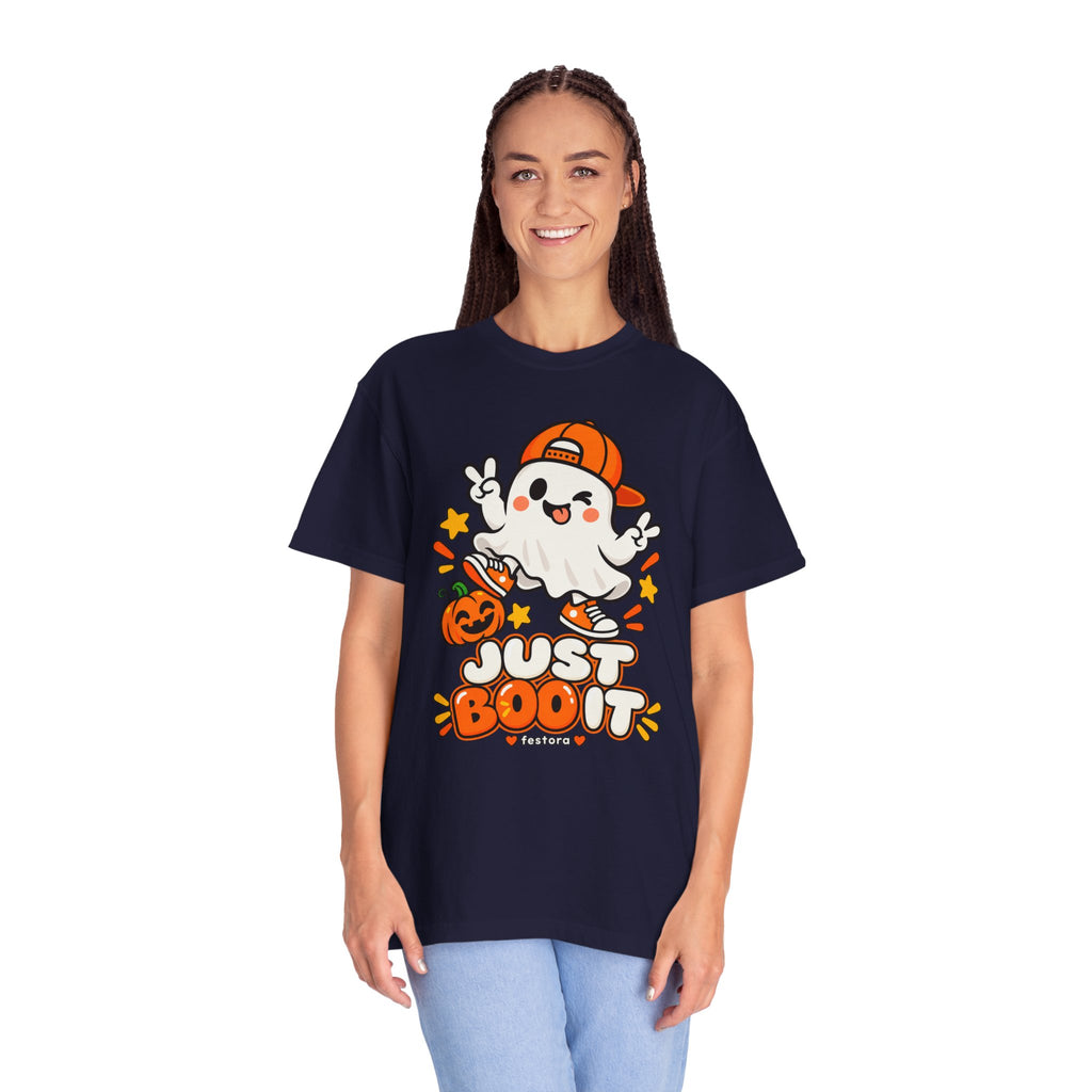 Just Boo It Halloween T-Shirt | Cute Skater Ghost Graphic Tee