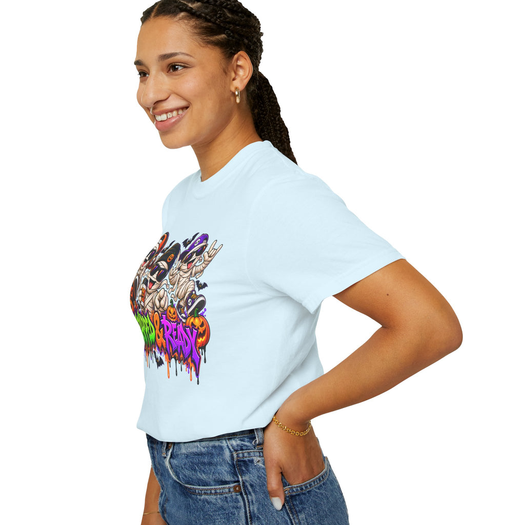 Wrapped & Ready – Halloween Mummy Crew Graphic T-Shirt