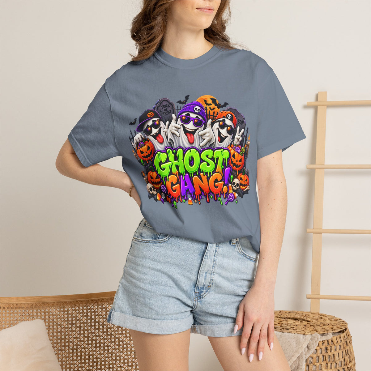 Ghost Gang Halloween T-Shirt – Funny Colorful Ghost Graphic Tee
