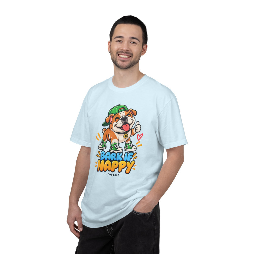 Bark If Happy – Cute Bulldog Graphic T-Shirt
